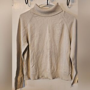 August Silk Cream Cowl Turtleneck Sweater Timeless Knit